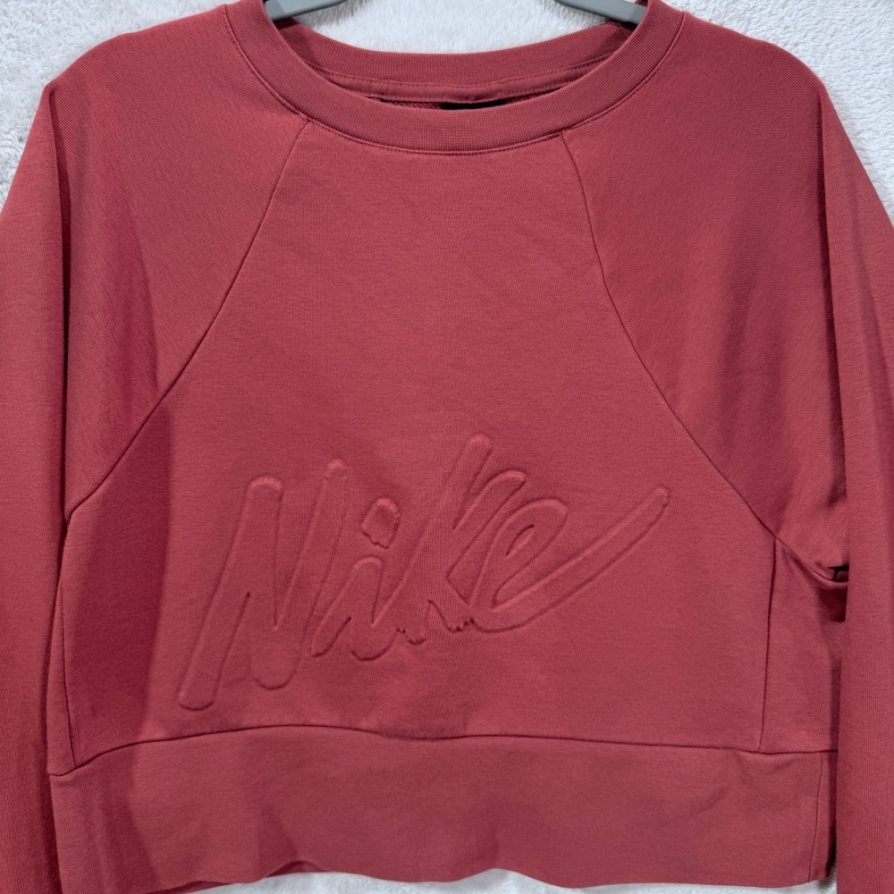 Nike Dri Fit‎ Cropped Sweatshirt Crewneck Raglan Sleeve Dusty Rose Size S